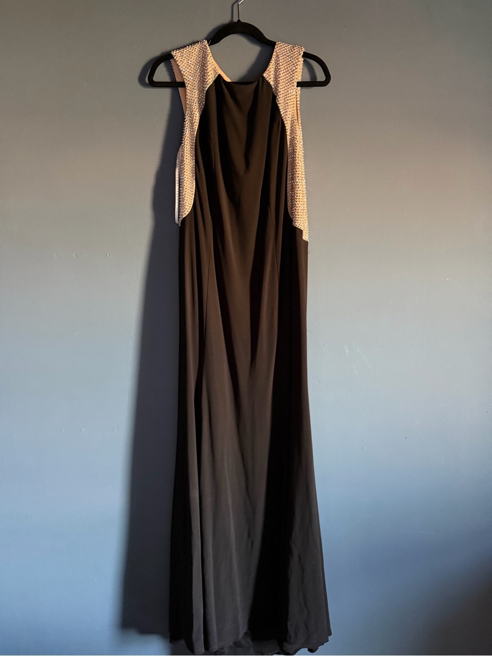 Xscape 14W Black Rhinestone Illusion Formal Evening Gown